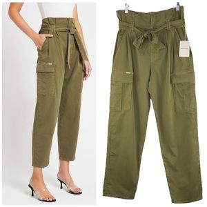 MOTHER The Greaser Paperbag Pleated Cargo Ankle Pants 🆕